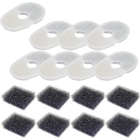 8 Sets Pet Fountain Water Filters w/Filter Sponge Compatible with Avocado Water Fountain Replacement Filters for Cat Dog Small Animal Water Dispenser Filters