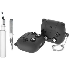 [3 in 1] TSVSXS Cute Case Compatible with AirPods 4 with Active Noise Cancellation with Keychain, Soft Silicone Anime Cat Game Shockproof Protective Cover with Cleaning Kit