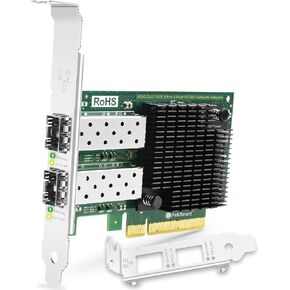 PCIE X8 Interface to 2X 10GbE SFP+ Fiber Port Converged Ethernet Adapter, Intel 82599ES 10 Gigabit Ethernet Controller, 2-Port 10GbE PCIE NIC Card, 2X 10GbE SFP+ LAN Adapter (X520-DA2)