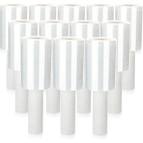 20 Pack Shrink Wrap Roll Plastic Stretch Wrap Film with Handle 5 Inch 800 Feet 80 Guage Thick Industrial Mini Clear Pallet Wrap Self-Adhering for Moving Packaging Packing Pallet Furniture Supplies