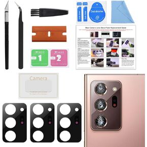 3 Pack Galaxy Note 20 Ultra Back Rear Camera Lens Glass Replacement, Back Camera Lens with Tempered-Glass Lens Protector for Samsung Note 20 Ultra, with Installation Manual, Toolkit