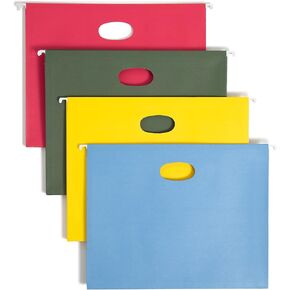 Smead Hanging Pocket with Full-Height Gusset, 3-1/2" Expansion, Letter Size, Assorted Colors, 4 per Pack (64291)