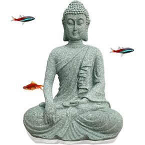 livelyfish Aquarium Buddha Statue Asian Japanese Fish Tank Decoration Zen Buda Figurines Stone Buddha Sculpture Ornaments for Fish Tank,Gift (B)