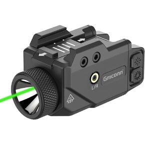 Gmconn Green Red Blue Laser LED Light Combo, Rechargeable Tactical Pistol Light 650 Lumen Flashlight with Strobe Function for Glock Taurus (Green Laser)