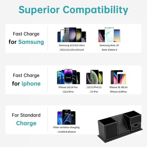 15W Wireless Charger iPhone, Phone Holder Pen Holder 3 in 1 Wireless Charging Station for iPhone 14 13 13 Pro (Max) Series Samsung Galaxy S10 S10E S10+ Google Pixel 3 3XL QI-Enabled Devices in Saudi Arabia