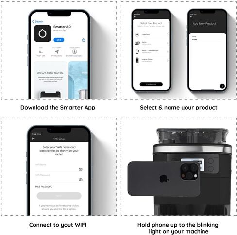Smarter iCoffee Remote Grind and Brew Drip Coffee Maker On Demand with Smarter App, Built-In Bean Grinder, and Warming Plate for Kitchen, Dorm Room, or Office in Black in Saudi Arabia