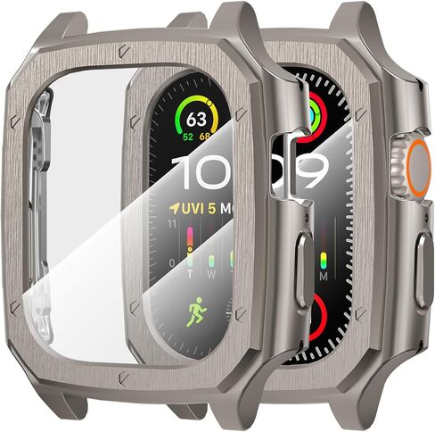 Suoman 2-Pack for Apple Watch Ultra 2 49MM /Ultra 49MM Case,[ Dazzling Cool Armor ] [Upgraded Version] Hard PC Bumper Tempered Glass Screen Protector Cover Case for iWatch Ultra 2/Ultra 49MM in Saudi Arabia