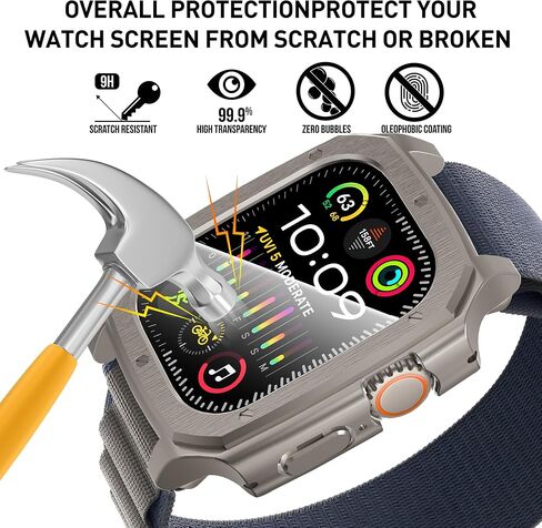 Suoman 2-Pack for Apple Watch Ultra 2 49MM /Ultra 49MM Case,[ Dazzling Cool Armor ] [Upgraded Version] Hard PC Bumper Tempered Glass Screen Protector Cover Case for iWatch Ultra 2/Ultra 49MM in Saudi Arabia
