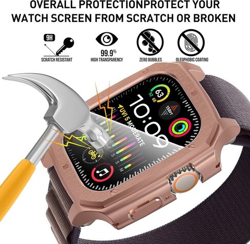 Suoman 2-Pack for Apple Watch Ultra 2 49MM /Ultra 49MM Case,[ Dazzling Cool Armor ] [Upgraded Version] Hard PC Bumper Tempered Glass Screen Protector Cover Case for iWatch Ultra 2/Ultra 49MM in Saudi Arabia