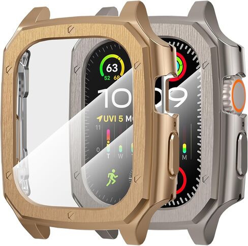 حافظة Suoman مكونة من قطعتين لساعة Apple Watch Ultra 2 49MM /Ultra 49MM، [درع رائع مبهر] [إصدار مطور] حافظة حماية للشاشة من الزجاج المقوى الصلب لجهاز iWatch Ultra 2/Ultra 49MM in Kuwait