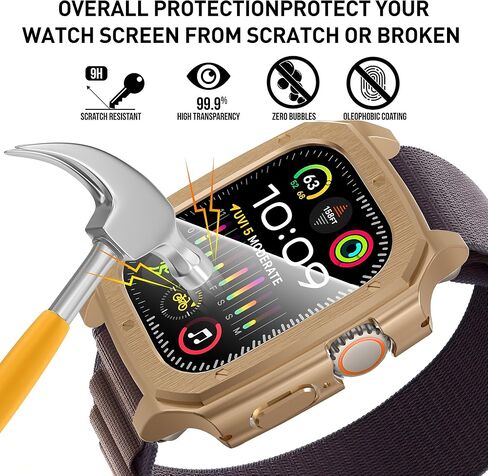 حافظة Suoman مكونة من قطعتين لساعة Apple Watch Ultra 2 49MM /Ultra 49MM، [درع رائع مبهر] [إصدار مطور] حافظة حماية للشاشة من الزجاج المقوى الصلب لجهاز iWatch Ultra 2/Ultra 49MM in Kuwait