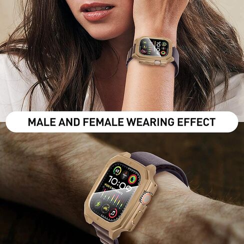 حافظة Suoman مكونة من قطعتين لساعة Apple Watch Ultra 2 49MM /Ultra 49MM، [درع رائع مبهر] [إصدار مطور] حافظة حماية للشاشة من الزجاج المقوى الصلب لجهاز iWatch Ultra 2/Ultra 49MM in Kuwait