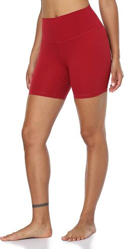 YUNOGA Women's High Waisted Yoga Short 6" Inseam Athletic Workout Biker Shorts (XL, Amber Yellow) in Kuwait