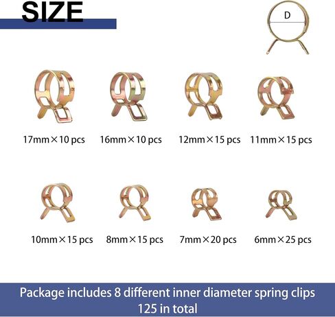 165pcs Spring Band Elastic Clamp Set,Spring Clip Clamp Exhaust Pipe Clip For Diesel Petrol Pipe Water Pipe Automotive Fuel Line Silicone Hose Air Hose in Saudi Arabia