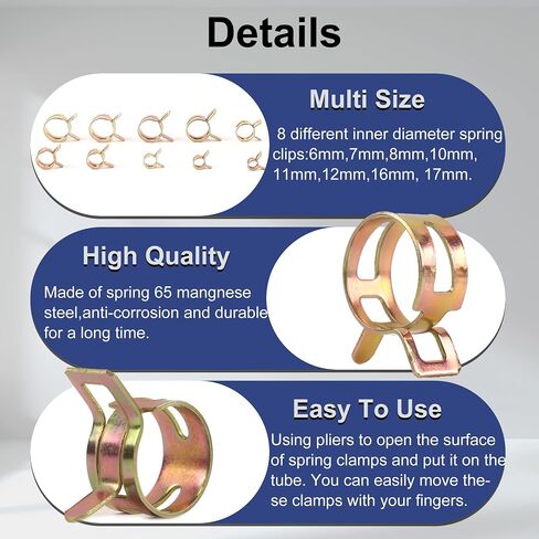 165pcs Spring Band Elastic Clamp Set,Spring Clip Clamp Exhaust Pipe Clip For Diesel Petrol Pipe Water Pipe Automotive Fuel Line Silicone Hose Air Hose in Saudi Arabia
