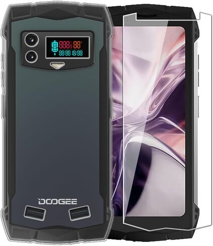 Case for Doogee S Mini + [2 Pack] Glass Screen Protector Tempered Film - Transparent Silicone Soft Flexible Bumper Shockproof TPU Protective Cover Shell for Doogee S Mini (Clear) in Saudi Arabia