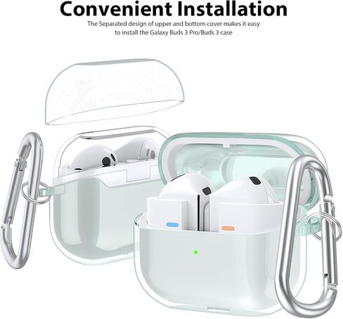 جراب KOREDA متوافق مع هاتف Samsung Galaxy Buds 3 Pro وGalaxy Buds 3 (2024)، غطاء واقٍ ناعم وشفاف من مادة TPU الشفاف المقاوم للصدمات مصمم بسلسلة مفاتيح للنساء والرجال (شفاف) in Saudi Arabia
