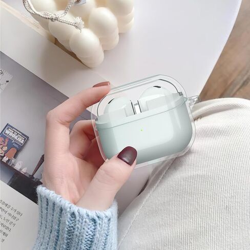 جراب KOREDA متوافق مع هاتف Samsung Galaxy Buds 3 Pro وGalaxy Buds 3 (2024)، غطاء واقٍ ناعم وشفاف من مادة TPU الشفاف المقاوم للصدمات مصمم بسلسلة مفاتيح للنساء والرجال (شفاف) in Saudi Arabia