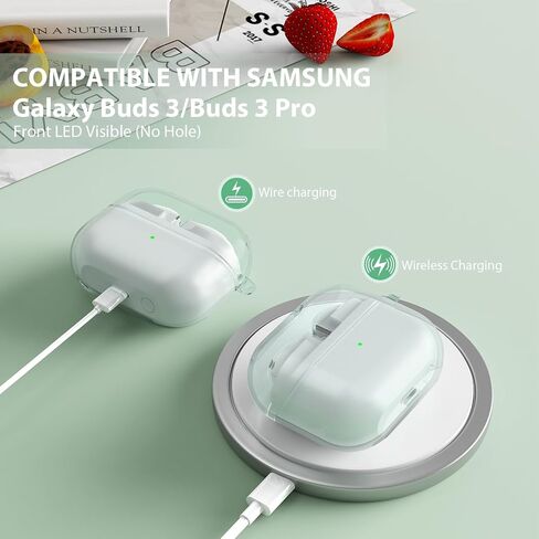 جراب KOREDA متوافق مع هاتف Samsung Galaxy Buds 3 Pro وGalaxy Buds 3 (2024)، غطاء واقٍ ناعم وشفاف من مادة TPU الشفاف المقاوم للصدمات مصمم بسلسلة مفاتيح للنساء والرجال (شفاف) in Saudi Arabia