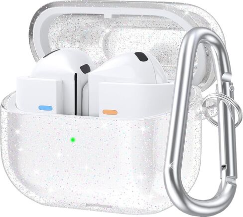 جراب KOREDA متوافق مع هاتف Samsung Galaxy Buds 3 Pro وGalaxy Buds 3 (2024)، غطاء واقٍ ناعم وشفاف من مادة TPU الشفاف المقاوم للصدمات مصمم بسلسلة مفاتيح للنساء والرجال (شفاف) in Saudi Arabia