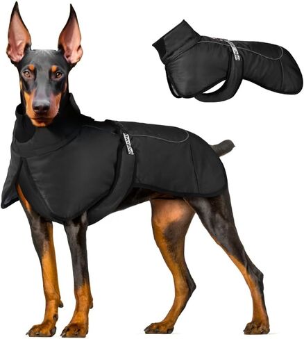Dog Coats WaterProof Windproof Warm Winter Safe Threaded Reflective Strips Jacket for Medium Large Dogs with Harness Hole Puppy Pet Cold Weather Outfit Clothes Vest (3XL, Green) in Saudi Arabia