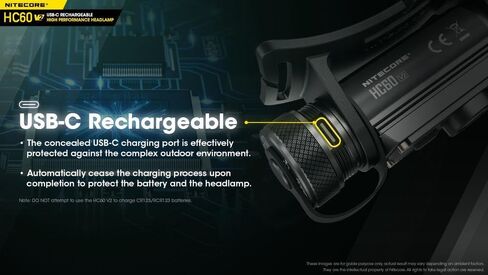 Nitecore (Sysmax Industrial) HC60 مصباح أمامي قابل لإعادة الشحن مع أبيض بارد، أسود in Saudi Arabia