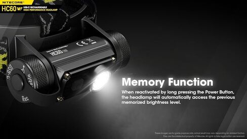Nitecore (Sysmax Industrial) HC60 مصباح أمامي قابل لإعادة الشحن مع أبيض بارد، أسود in Saudi Arabia