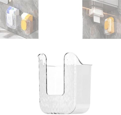 Kitchen Wipes Storage Box, 2024 New Non-Slip Flushable Wipes Holder for Bathroom Toilet, Wall-Mounted Clear Wet Tissue Dispenser Container Box No Punching Refillable Keeps Baby Wipes Fresh Case in Kuwait