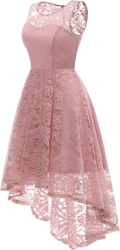 MUADRESS Women's Elegant Floral Lace Dress Sleeveless Crew Neck Hi-Lo Cocktail Dress for Evening Party in Kuwait