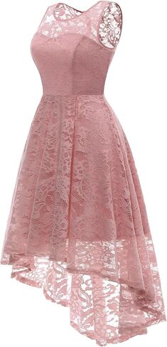 MUADRESS Women's Elegant Floral Lace Dress Sleeveless Crew Neck Hi-Lo Cocktail Dress for Evening Party in Kuwait