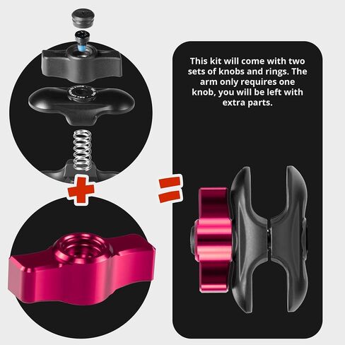 Tackform 2" Long Metal 20mm Ball and Socket Arm DuraLock 20 Series | Dual 20mm Sockets with Optional Anti-Theft Knob | Black in Saudi Arabia