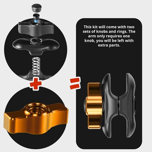 Tackform 2" Long Metal 20mm Ball and Socket Arm DuraLock 20 Series | Dual 20mm Sockets with Optional Anti-Theft Knob | Black in Saudi Arabia