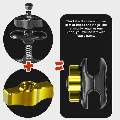 Tackform 2" Long Metal 20mm Ball and Socket Arm DuraLock 20 Series | Dual 20mm Sockets with Optional Anti-Theft Knob | Black in Saudi Arabia