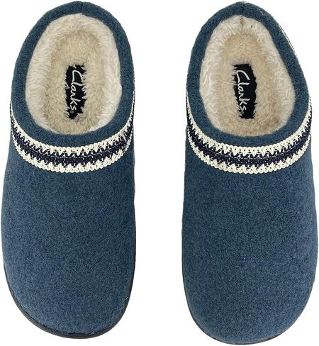 شبشب نسائي من الصوف من Clarks JMH1319T - شبشب منزلي دافئ ومريح مبطن بالفرو الصناعي - شبشب منزلي داخلي وخارجي للنساء in Saudi Arabia