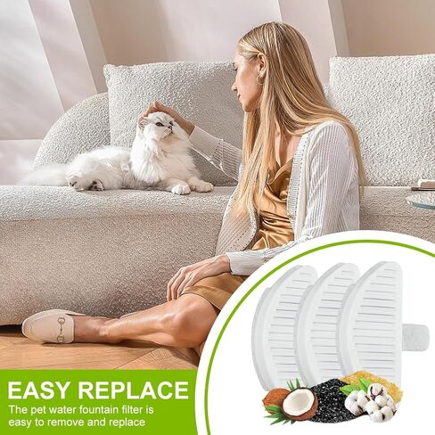 9 عبوات من الفلاتر البديلة و18 عبوة من إسفنجات الفلتر البديلة لنافورة الحيوانات الأليفة الأوتوماتيكية سعة 67 أونصة/2 لتر، وموزع مياه الحيوانات الأليفة للقطط، ونظام ترشيح الطبقات in Kuwait