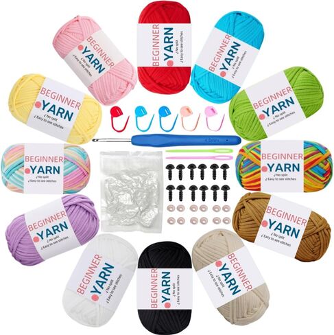 Yarn for Crocheting,Easy Peasy Yarn,Beginner Yarn with Easy-to-See Stitches,Beginner Yarn for Crocheting,Beginner Crochet Yarn in Kuwait