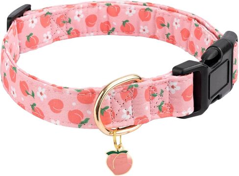 Cotton Dog Collar,Soft and Cute Puppy Collars with Lemon Patterned Design for Girl Female Boy Dogs,Adjustable Buckle Pet Collar for Small Medium Large Dogs (Yellow Lemon, Medium) in Kuwait