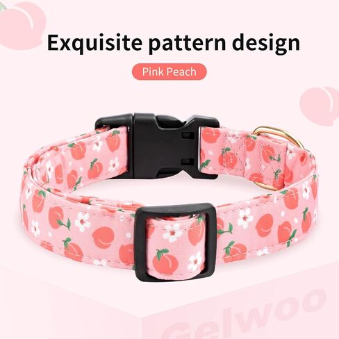 Cotton Dog Collar,Soft and Cute Puppy Collars with Lemon Patterned Design for Girl Female Boy Dogs,Adjustable Buckle Pet Collar for Small Medium Large Dogs (Yellow Lemon, Medium) in Kuwait