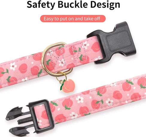 Cotton Dog Collar,Soft and Cute Puppy Collars with Lemon Patterned Design for Girl Female Boy Dogs,Adjustable Buckle Pet Collar for Small Medium Large Dogs (Yellow Lemon, Medium) in Kuwait