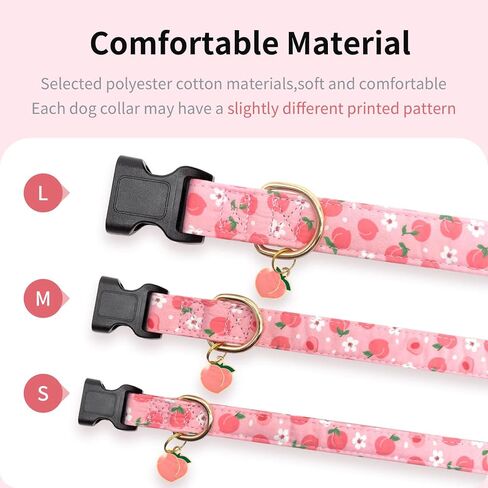 Cotton Dog Collar,Soft and Cute Puppy Collars with Lemon Patterned Design for Girl Female Boy Dogs,Adjustable Buckle Pet Collar for Small Medium Large Dogs (Yellow Lemon, Medium) in Kuwait