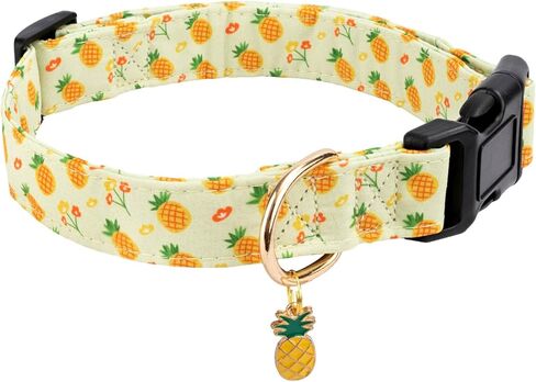 Cotton Dog Collar,Soft and Cute Puppy Collars with Lemon Patterned Design for Girl Female Boy Dogs,Adjustable Buckle Pet Collar for Small Medium Large Dogs (Yellow Lemon, Medium) in Kuwait