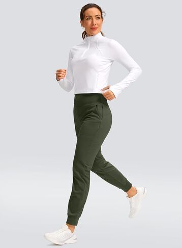 SANTINY المرأة صوف مبطن الركض مقاومة للماء عالية الخصر الحرارية Sweatpants سراويل شتوية المشي لمسافات طويلة الجري جيوب in Kuwait