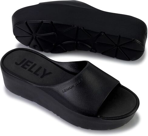 Lemon Jelly Women's Platform Sandals - Cute Water-Friendly Comfort Wedges for the Beach or Casual Wear - Super Lightweight Slip-On Flip Flops for Ladies - Versatile, Chunky Summer Slides in Saudi Arabia