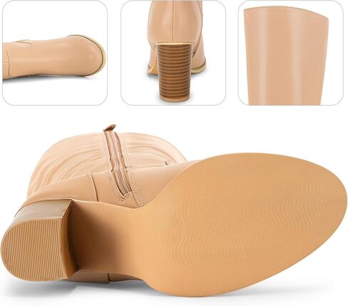 Perphy Thigh High Chunky Block Heels Knee High Boots for Women in Saudi Arabia