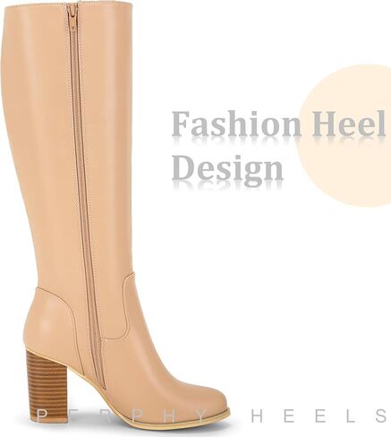 Perphy Thigh High Chunky Block Heels Knee High Boots for Women in Saudi Arabia