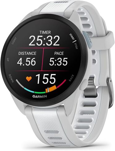 ساعة رياضية ذكية من Garmin 010-02863-33 Forerunner 165 Music، حزمة التوت + الليلك مع منشفة رياضية تبريد للتمرين وإضاءة أمان أمامية وخلفية قابلة للارتداء من Deco Essentials in Saudi Arabia