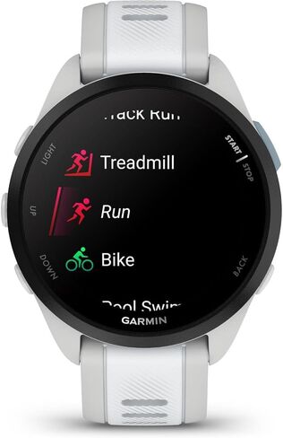 ساعة رياضية ذكية من Garmin 010-02863-33 Forerunner 165 Music، حزمة التوت + الليلك مع منشفة رياضية تبريد للتمرين وإضاءة أمان أمامية وخلفية قابلة للارتداء من Deco Essentials in Saudi Arabia