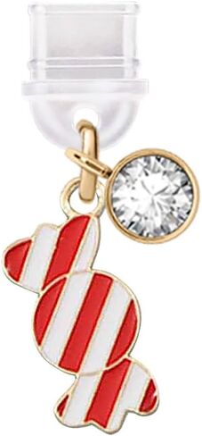 ELISE & FONDA TP318 Type-C USB Charging Port Anti Dust Plug Christmas Candy Cell Phone Charm for Samsung/Huawei/OnePlus/Xiaomi/oppo Android Phones (Red) in Saudi Arabia