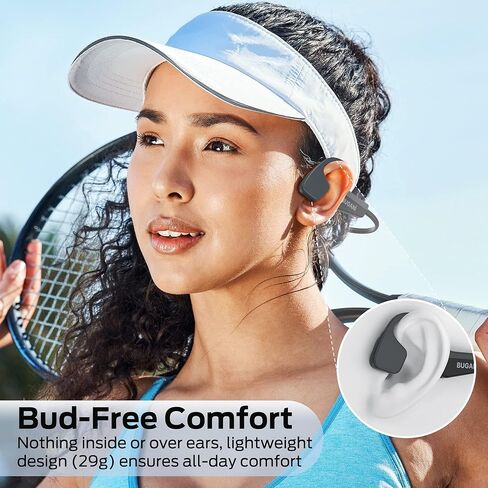 سماعات رأس BUGANI Bone Conduction، سماعات أذن مفتوحة، ميكروفون مدمج، وقت تشغيل 8 ساعات، سماعات رأس لاسلكية رياضية مقاومة للماء، بلوتوث 5.3، شحن سريع من النوع C للجري والسباحة وركوب الدراجات، أسود in Kuwait