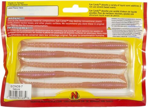 Northland Tackle Eye Candy Nightcrawler Floating 6" Soft Plastic Worm Lure for Walleye Fishing, 8 Realistic Colors, 5 Baits Per Pack in Kuwait